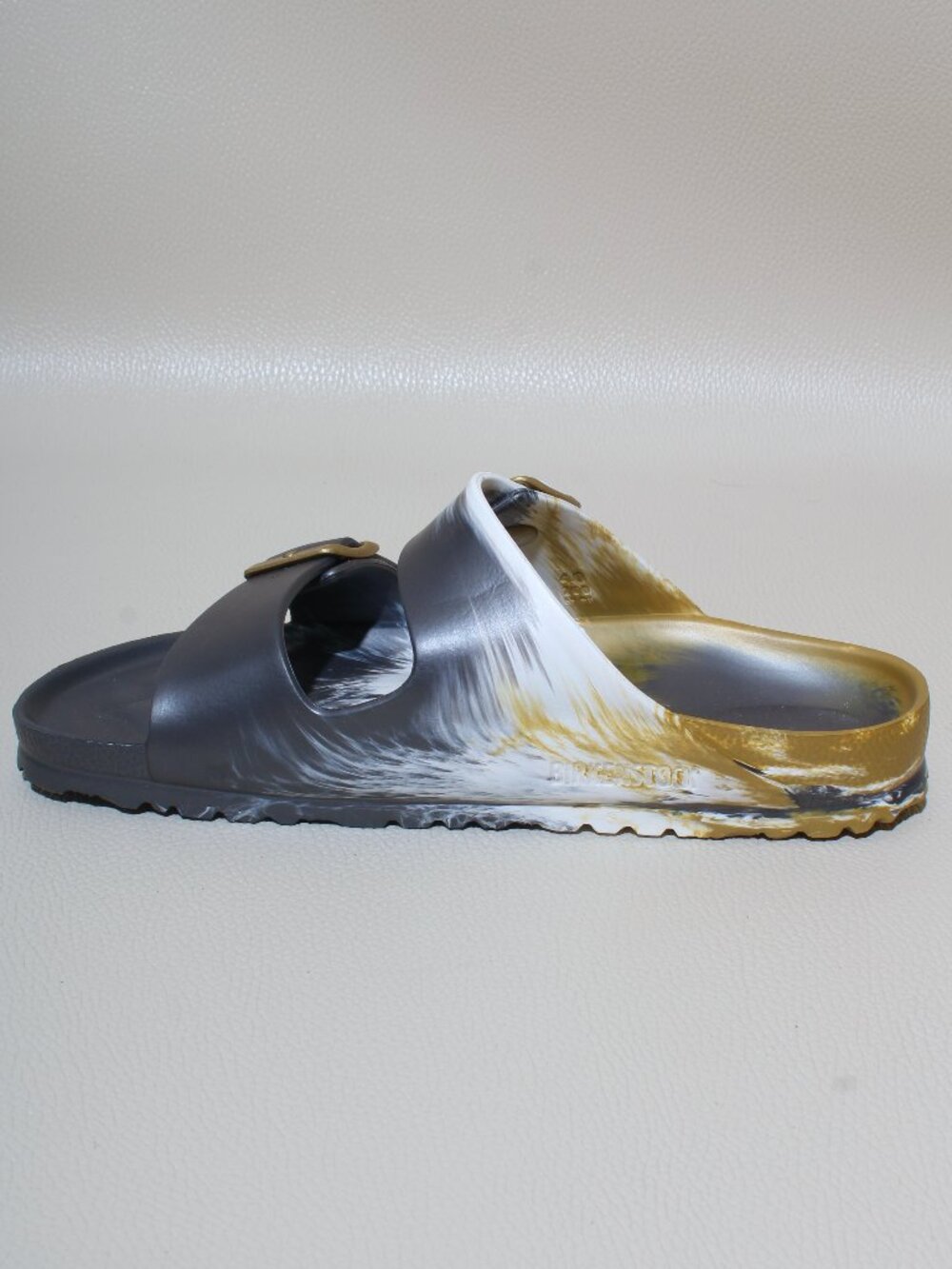Birkenstock Arizona EVA Sandals 40 US 9-9.5 Gray White Gold Marble Germany - Picture 3 of 6